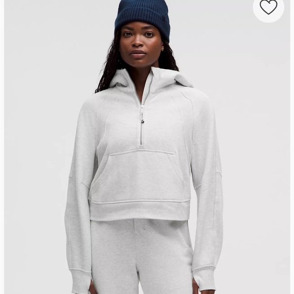 LULULEMON scuba oversized 1/2zip HOODIE light gray XS/S - Picture 2 of 10